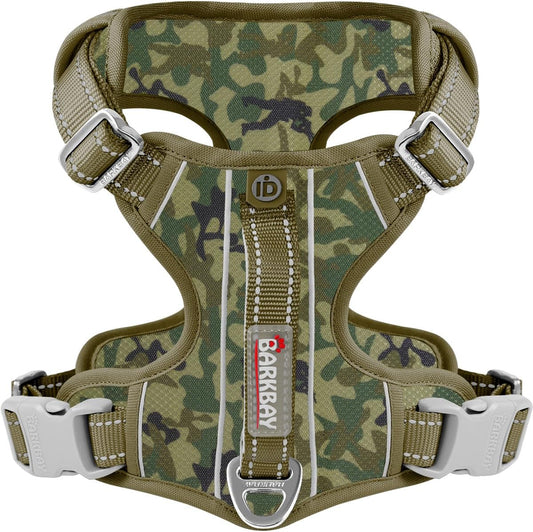 BARKBAY Dog Harness No Pull with ID Tag Pocket - Heavy Duty, Reflective, Easy Control for Large Dogs(Camo,M)