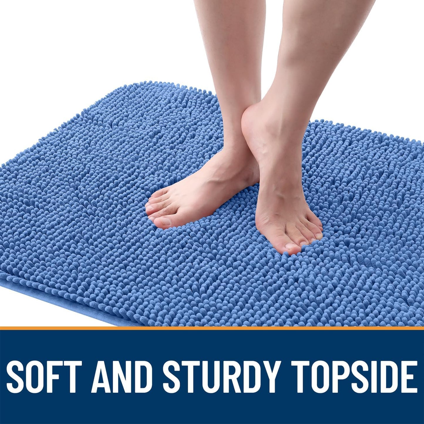 OLANLY Dog Door Mat for Muddy Paws 30x20, Absorbs Moisture and Dirt, Absorbent Non-Slip Washable Doormat, Quick Dry Chenille Mud Mat, Entry Indoor Entryway Carpet for Inside Floor, Cornflower Blue