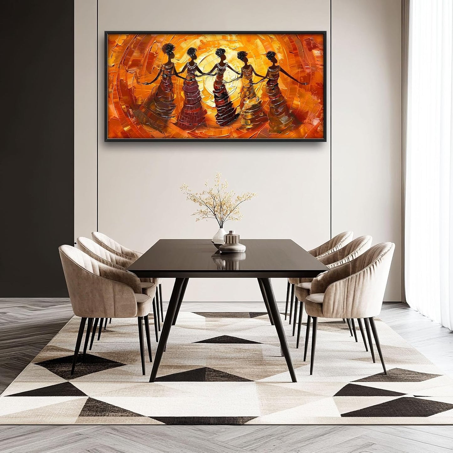 Quorin African American Large Wall Art Abstract Black Girl Women Dance Pictures Wall Decor Retro Ethnic Canvas Print Painting Artwork for Bathroom Living Room Bedroom 60L x 30W