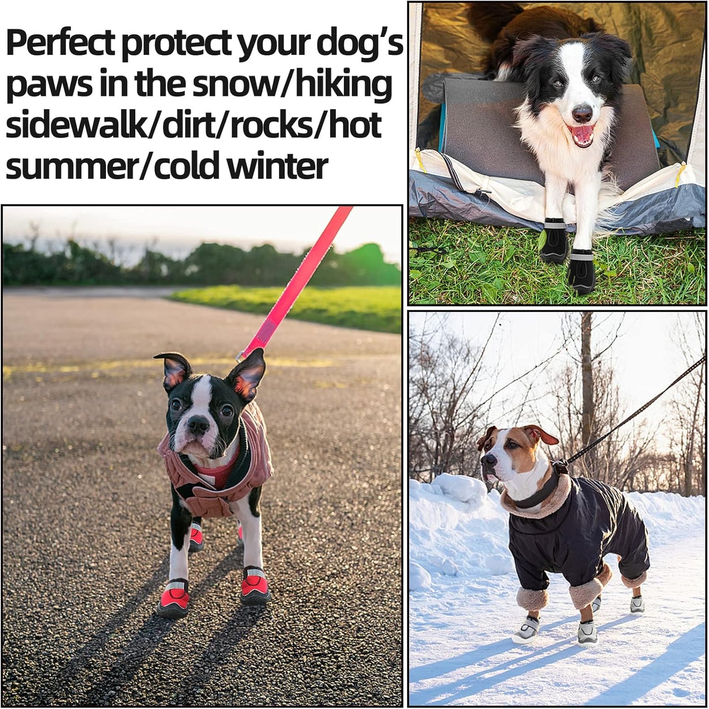 Hcpet Dog Boots for Large Dogs, Dog Shoes for Hot Pavement Winter Snow, Paw Protector Dog Booties Designed for Comfort and Breathability, Outdoor Booties for Small Medium Dogs for Hiking Red Size 3