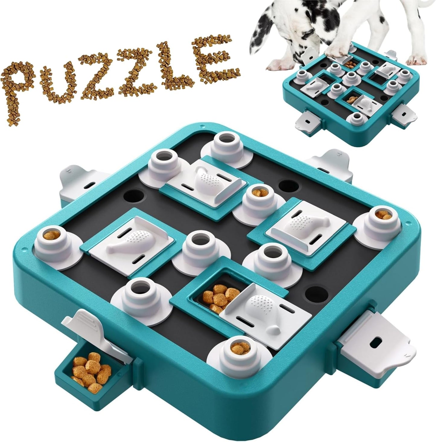 Dog Puzzle Toy Mental Stimulation - Level 3 in 1 Dogs Food Feeder Puzzle, Dog Treat Puzzle Feeder (Advanced-Mars Green Board)