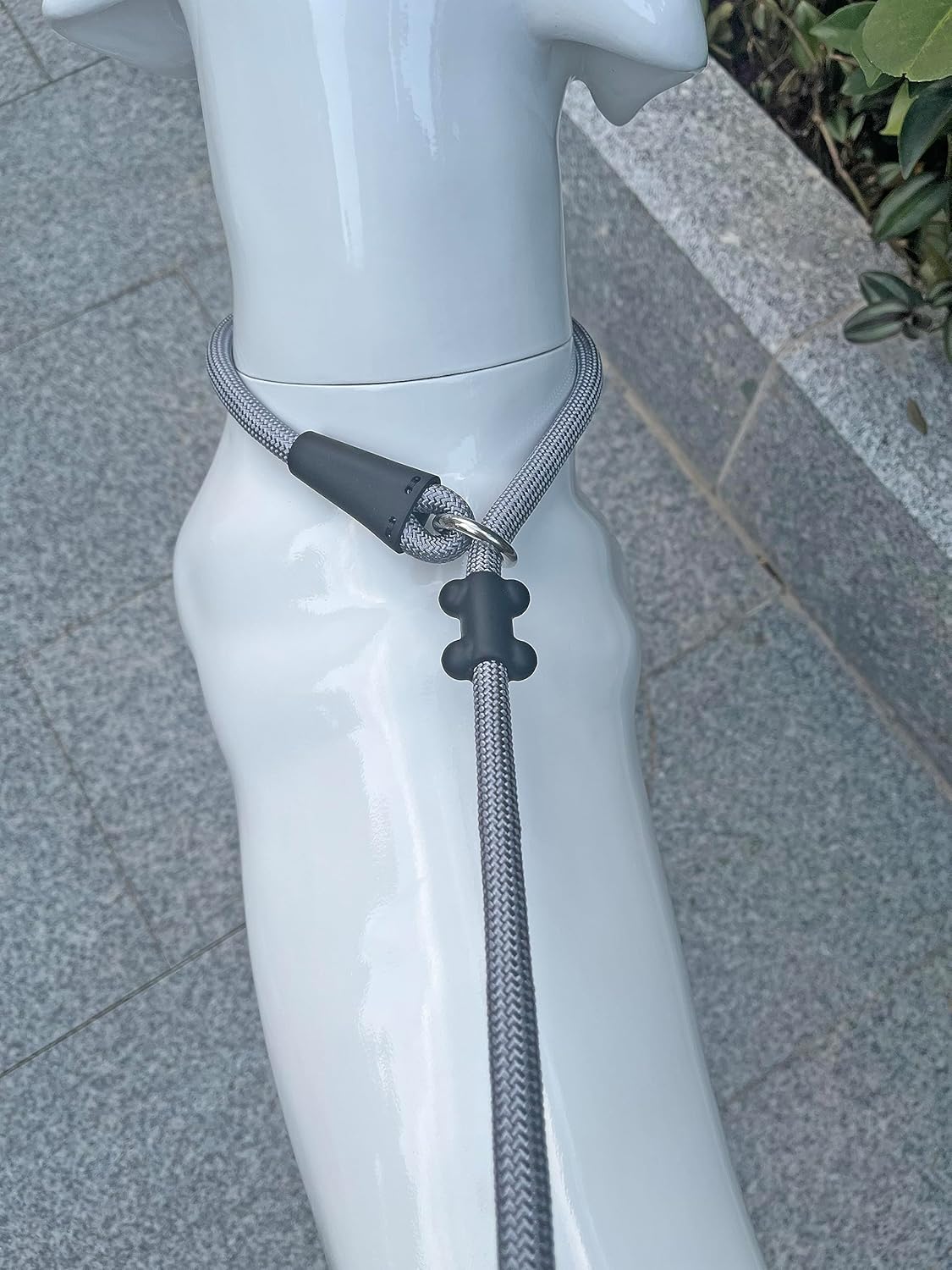 Slip Lead Dog Leash，Strong Nylon Rope Leash and Padded Handle,No Pull Outdoor Walking Training Lead for Small Medium Large Dogs (Grey,1/2"×4ft)