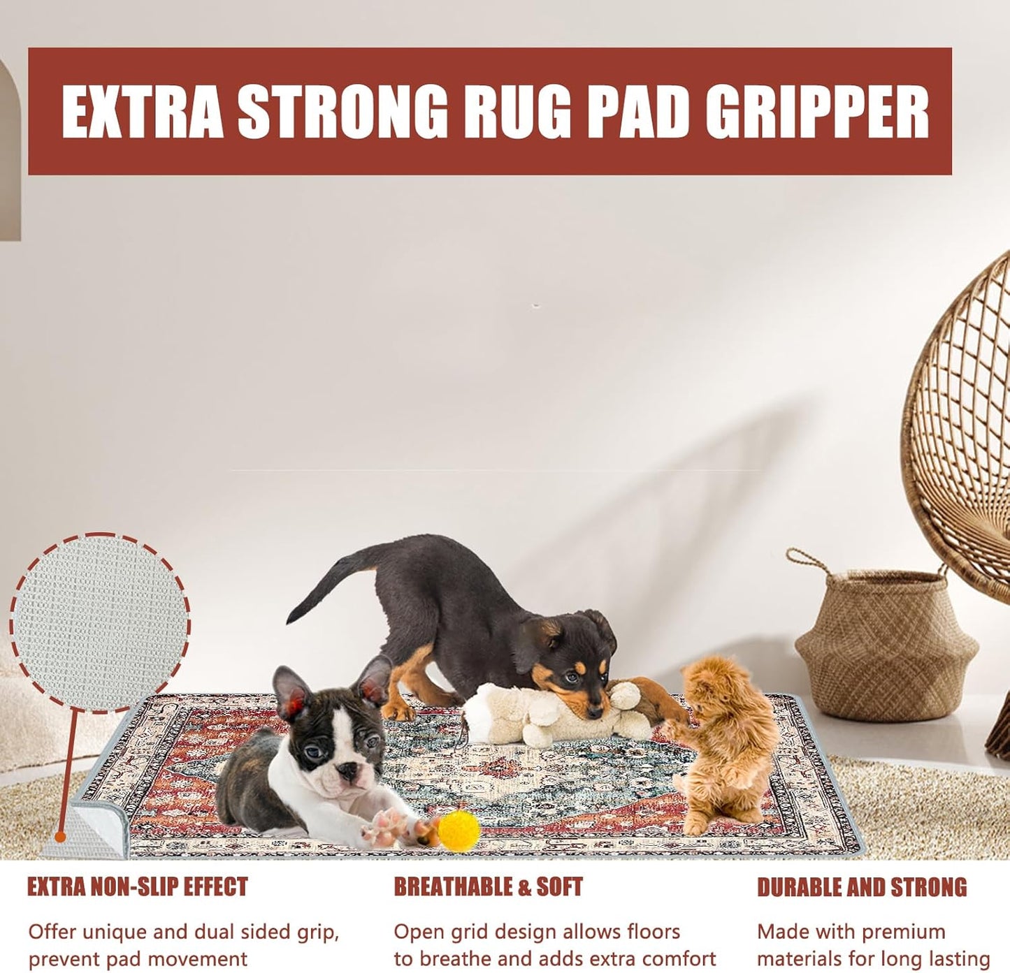 Washable Pee Pads for Dogs, (2 Pack, 36"x42") Upgrade Reusable Puppy Pads with Non-Slip Rug Pad, Super Thickening Absorbent Leakproof Dog Traning Pads Whelping Pad for Dogs, Doggie(Red-2)