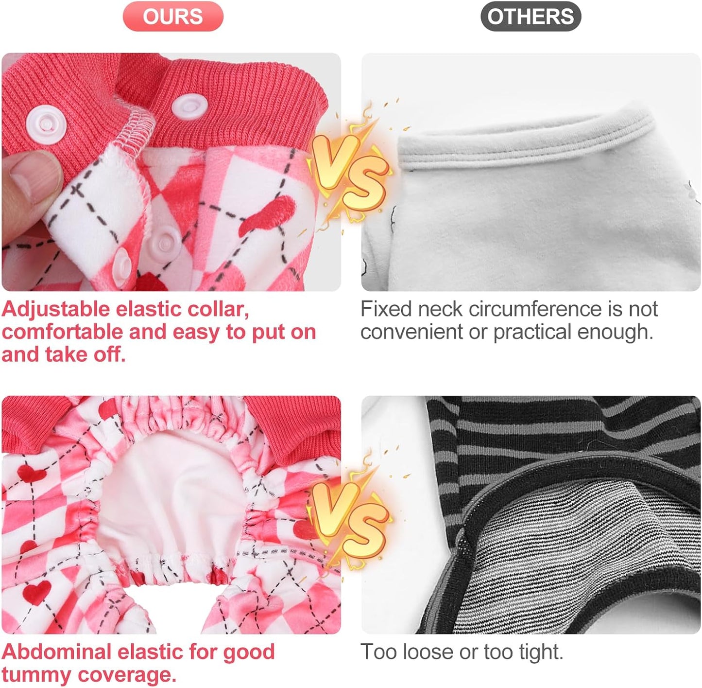 BEAUTYZOO Dog Pajamas Medium Sized Dog, Summer Doggie Pajamas for Boy Girl, Soft Strechy Cotton Puppy Pjs Jammies Onesies for Men Women, Pet Jumpsuit Body Suit Cat Apparel Clothes, Pink Heart M