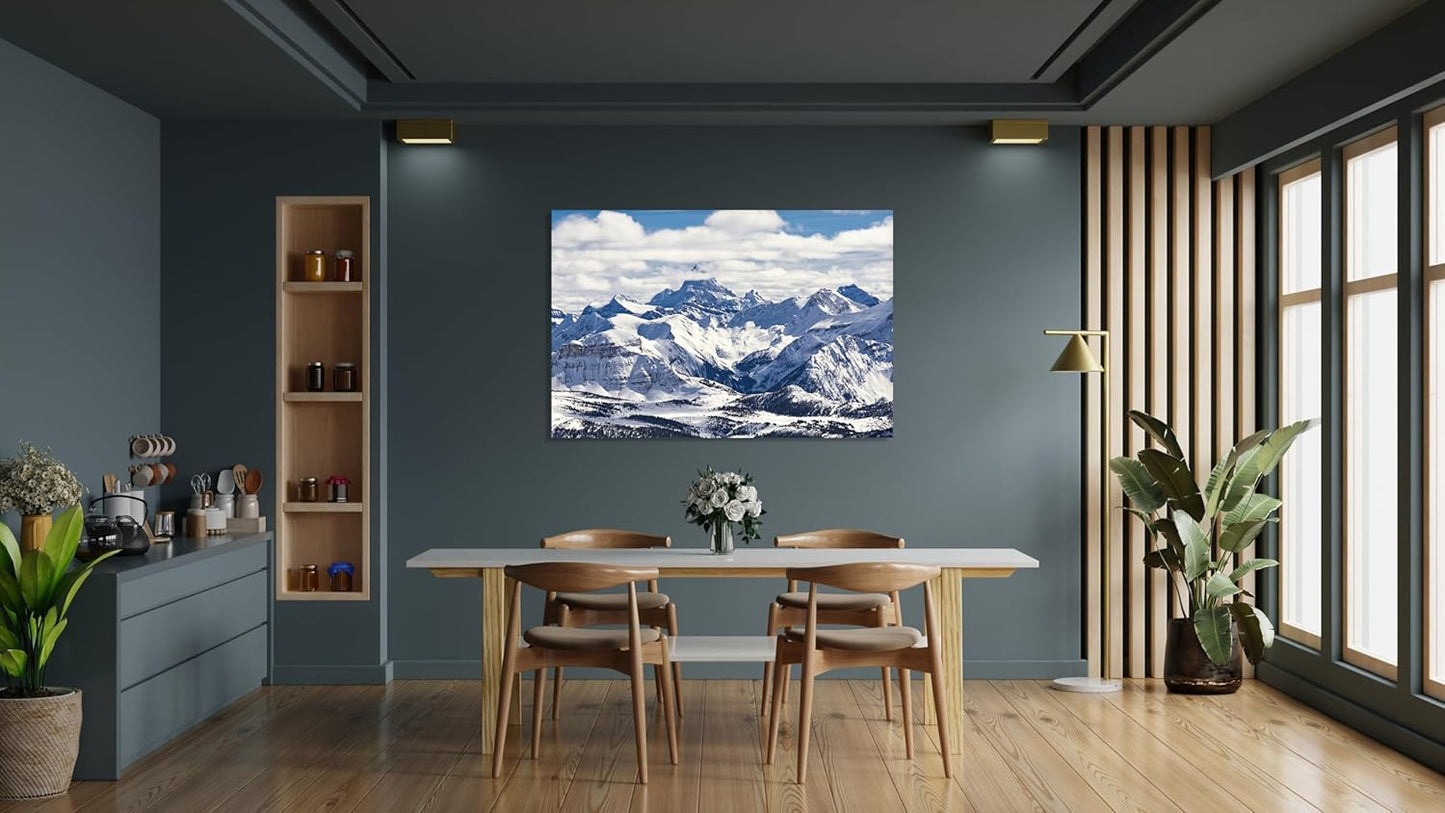 Nature Wall Art Prints - Ocean Forest Mountain Lake Canvas Landscapes - Small to Extra Large Living Room Bedroom Kitchen Bathroom Décor (Snowy Mountains Landscape, 16L" x 24W")