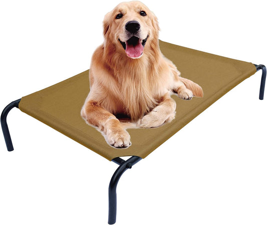 PHYEX Elevated Dog Bed for Large Dogs, Raised Dog Bed with Breathable Mesh, Non Slip, Easy to Clean, 50.5 Inches, Brown