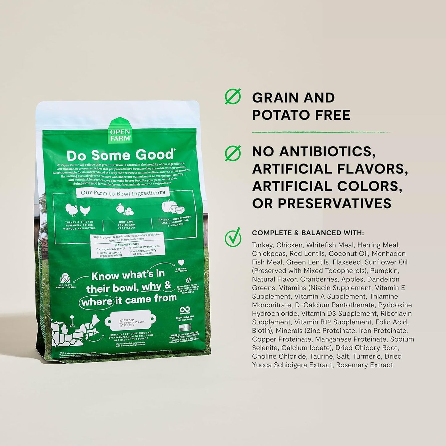 Open Farm, Grain Free Dry Cat Food, High-Protein Kibble for a Complete & Balanced Diet, Non-GMO Fruits & Vegetables, Prebiotic Fibers to Support Digestion, Homestead Turkey & Chicken Recipe, 8lb Bag
