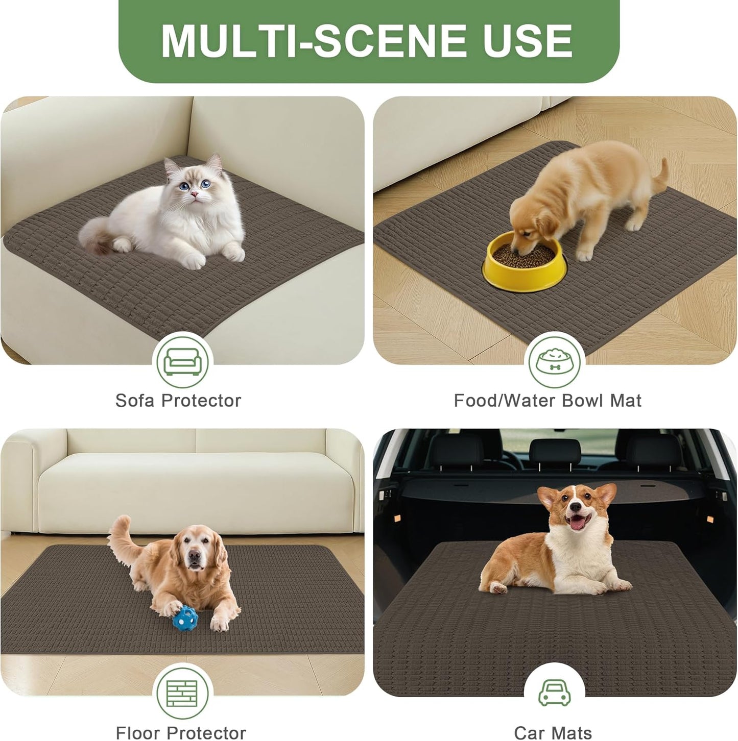 Washable Pee Pads for Dogs, 2 Pack Reusable Puppy Pads Dog Pads, Non-Slip Dog Pee Pads, Leakproof Pet Pee Pads Wee Wee Pads for Dogs. (Coffee, 34"x36"(Pack of 2))