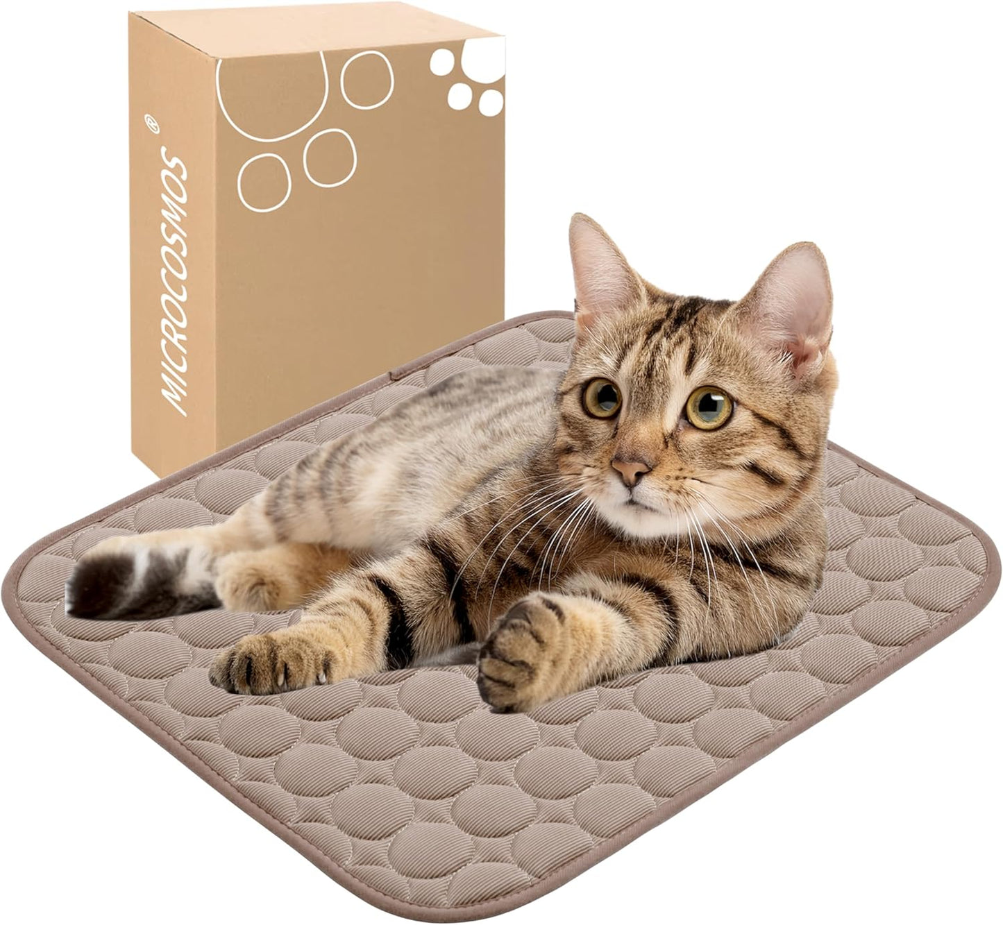 MICROCOSMOS Summer Cooling Mat & Sleeping Pad- Water Absorption Top, Materials Safe, Easy Carry, EZ Clean. Keep Cooling for Pets, Kids and Adults.(Brown, 19" x 15")