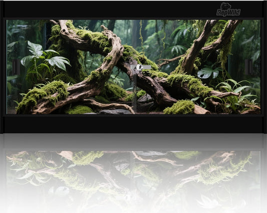 20 Gallon PVC Reptile Enclosure, RepWild 24"x18"x12" Terrarium/Tank with Heavy-Duty Screen Top, Glass Sliding Doors & Lock for Bearded Dragons, Ball Python, Geckos, Lizards