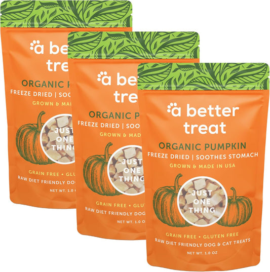 A Better Treat – Freeze Dried Organic Pumpkin Dog and Cat Treats, Organic, Single Ingredient | Natural, Healthy, Diabetic Friendly | Made in The USA