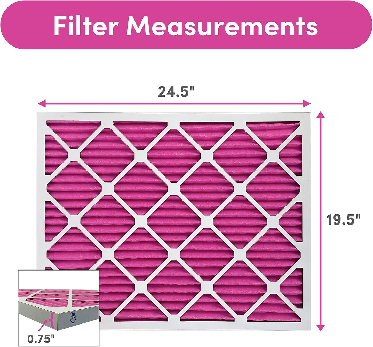 Colorfil 20x25x1 Air Filter (6-Pack) | Made in the USA | Color Changing | Remove Cat and Dog Odor | MERV 8 for Pet Hair Dander and Dust | 19.5"x24.5"x0.75" Exact Size