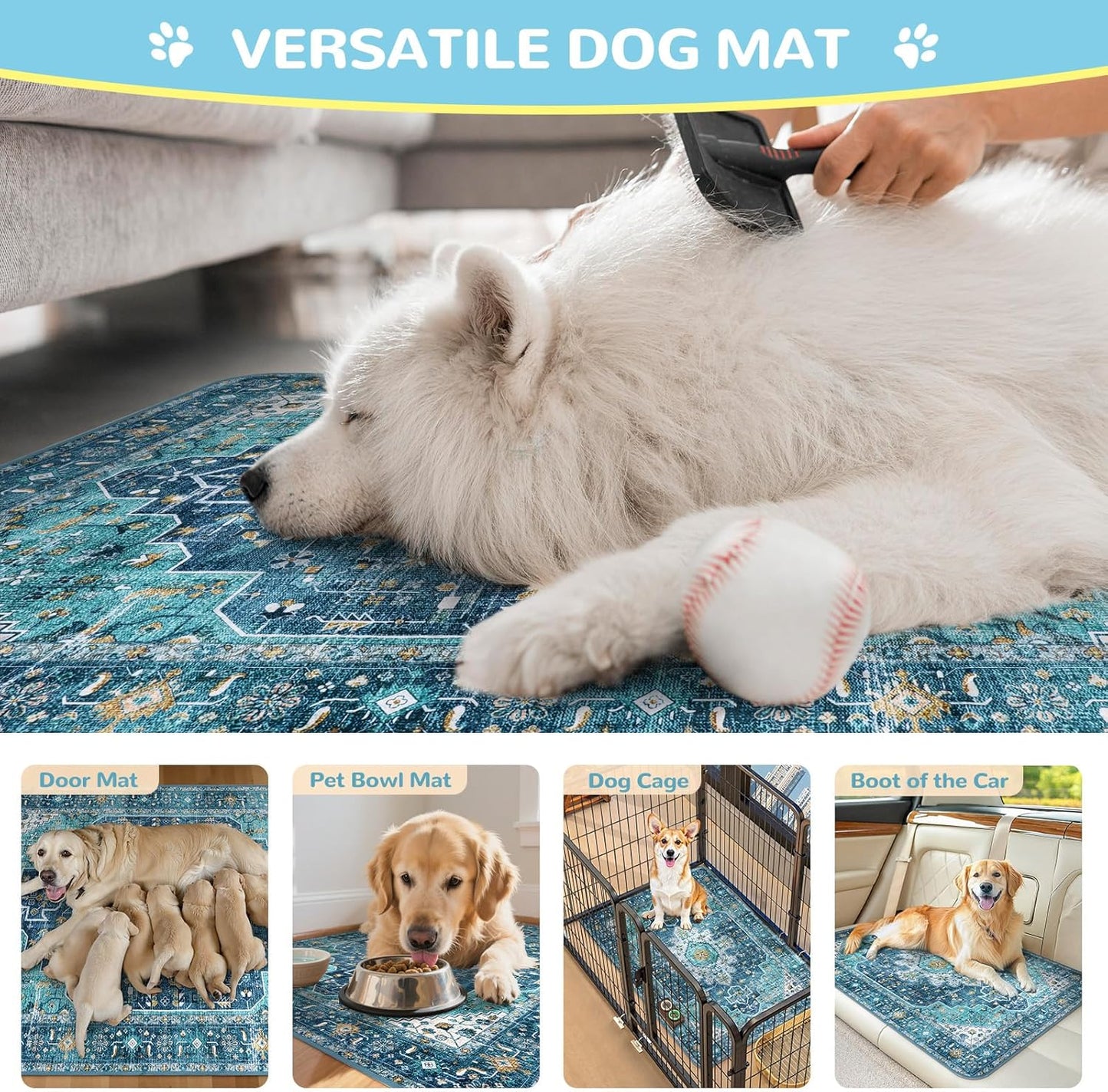 Lahome Reusable Washable Puppy Pads - 2 Pack Super Absorbent & Waterproof Dog Training Mats for Potty, Crate and Floor - Leakproof Pee Pads with Non-Slip Backing (Blue, 36"x48")