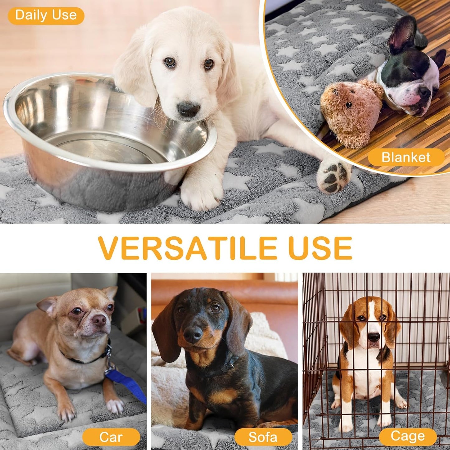 4 Pcs Washable Dog Crate Mat Kennel Pad Replaceable Reversible Pet Bed Pad for Crate Pet, Sleeping Mat for Small, Medium, Large Dog Machine Washable(18 x 24 x 1.6 Inch,Gray)