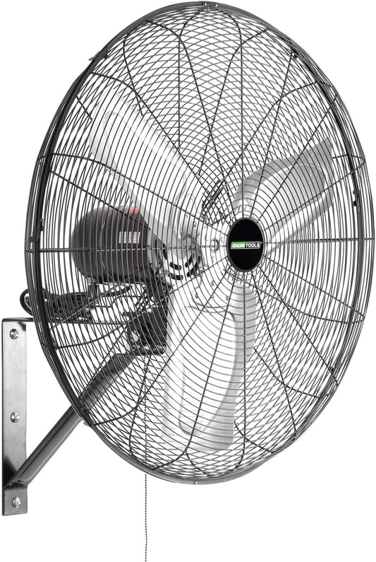 OEMTOOLS OEM24884 30 Inch Oscillating Wall Fan, 9500 CFM Max. Garage 90 Degree Mounted Fan with 6 Ft. UL Listed Cord