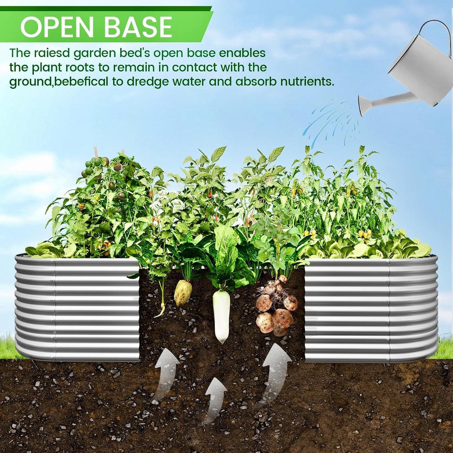 FRIZIONE 2pcs 9 in 1 Tall 8x2ft Galvanized Raised Garden Bed Outdoor,Steel Garden Bed for Vegetables,Above Ground Garden Box for Flower,Metal Raised Beds for Gardening