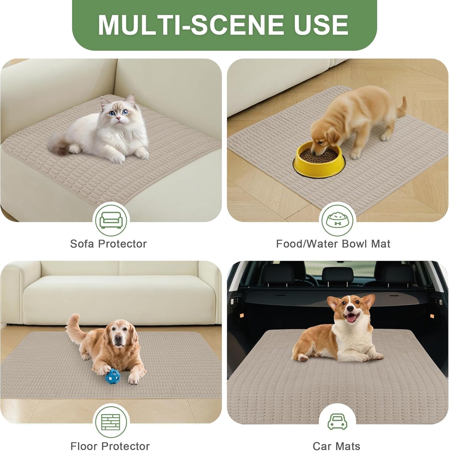 Washable Pee Pads for Dogs, 2 Pack Reusable Puppy Pads Dog Pads, Non-Slip Dog Pee Pads, Leakproof Pet Pee Pads Wee Wee Pads for Dogs. (Brown, 20"x20"(Pack of 2))