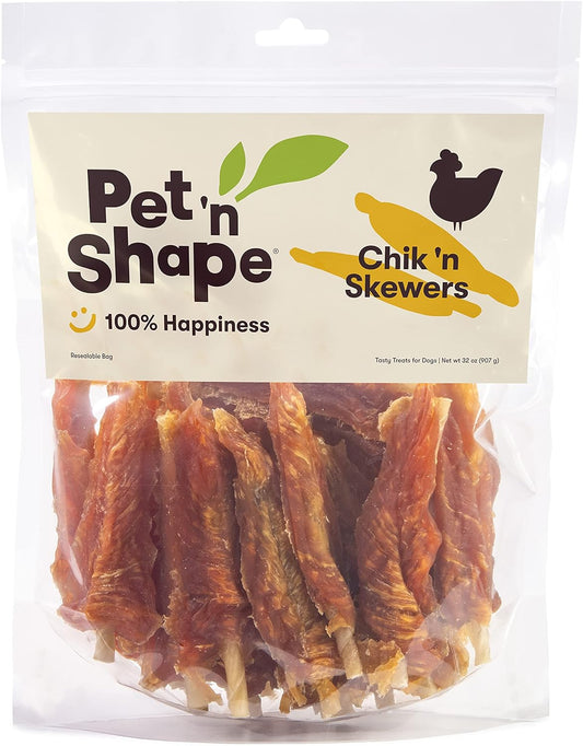 Pet 'n Shape Chik 'n Skewers – Chicken Wrapped Rawhide Dog Chew