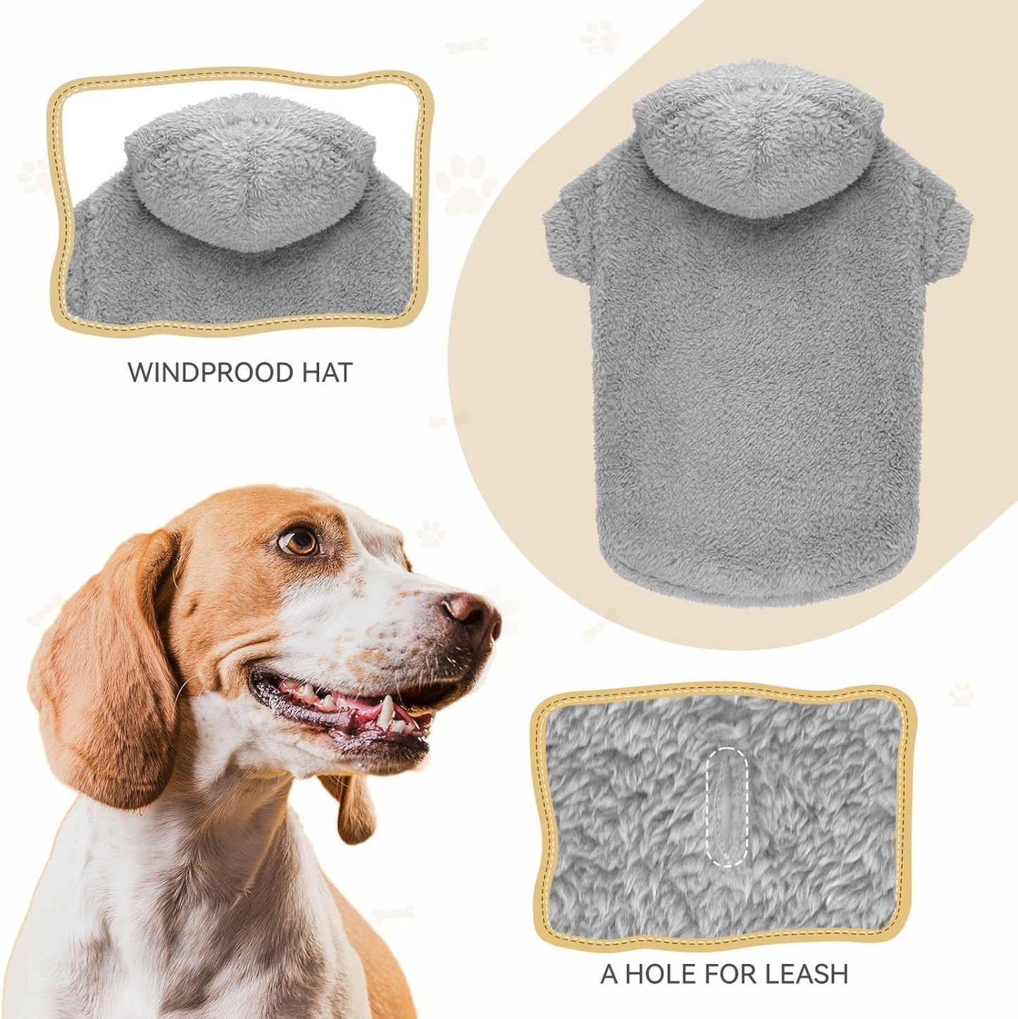 Fuzzy Dog Sweaters for Small Dogs Soft Double-Sided Plush Fleece Pet Sweater Clothes Pet Coats Dog Hoodie Sherpa Hooded Sweatshirt(Grey-S)