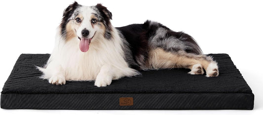 Bedsure XL Dog Bed for Crate - Large Orthopedic Flat Pet Beds with Removable Washable Cover, Egg Crate Foam Crate Mat, Suitable for Pet Up to 90 lbs