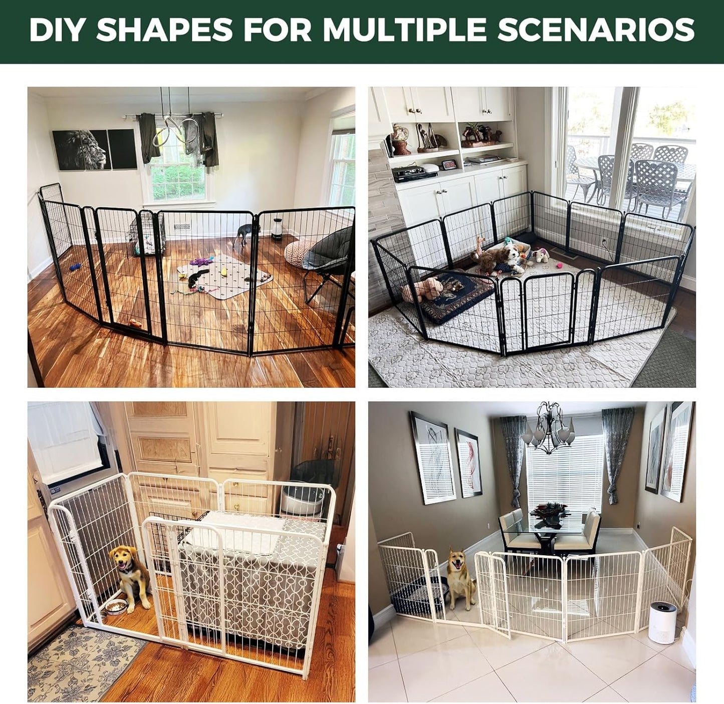 FXW Homeplus Unleashed Indoor Dog Playpen - Stress-Free and Safe Play, Heavy Duty 24 Inch 6 Wire Panels Dog Pen for Puppy and Small Dogs, Black│Patented