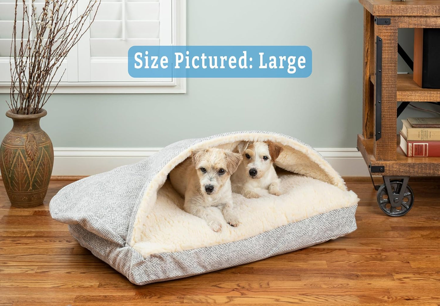 Snoozer Pet Products Luxury Rectangle Cozy Cave Dog Bed with Microsuede, Showdog Collection, Extra Large, Palmer Dove