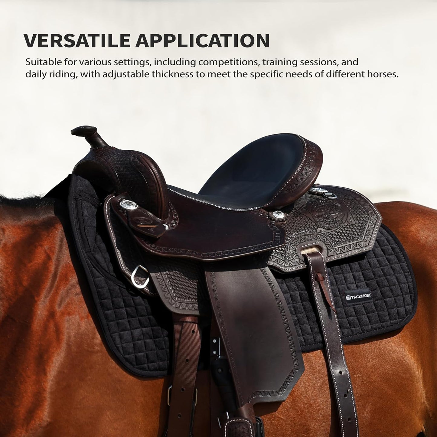 Tackmore Western Saddle Pad Adjustable with Side Pockets and Foam Inserts Shock-Absorbing Riding Pad