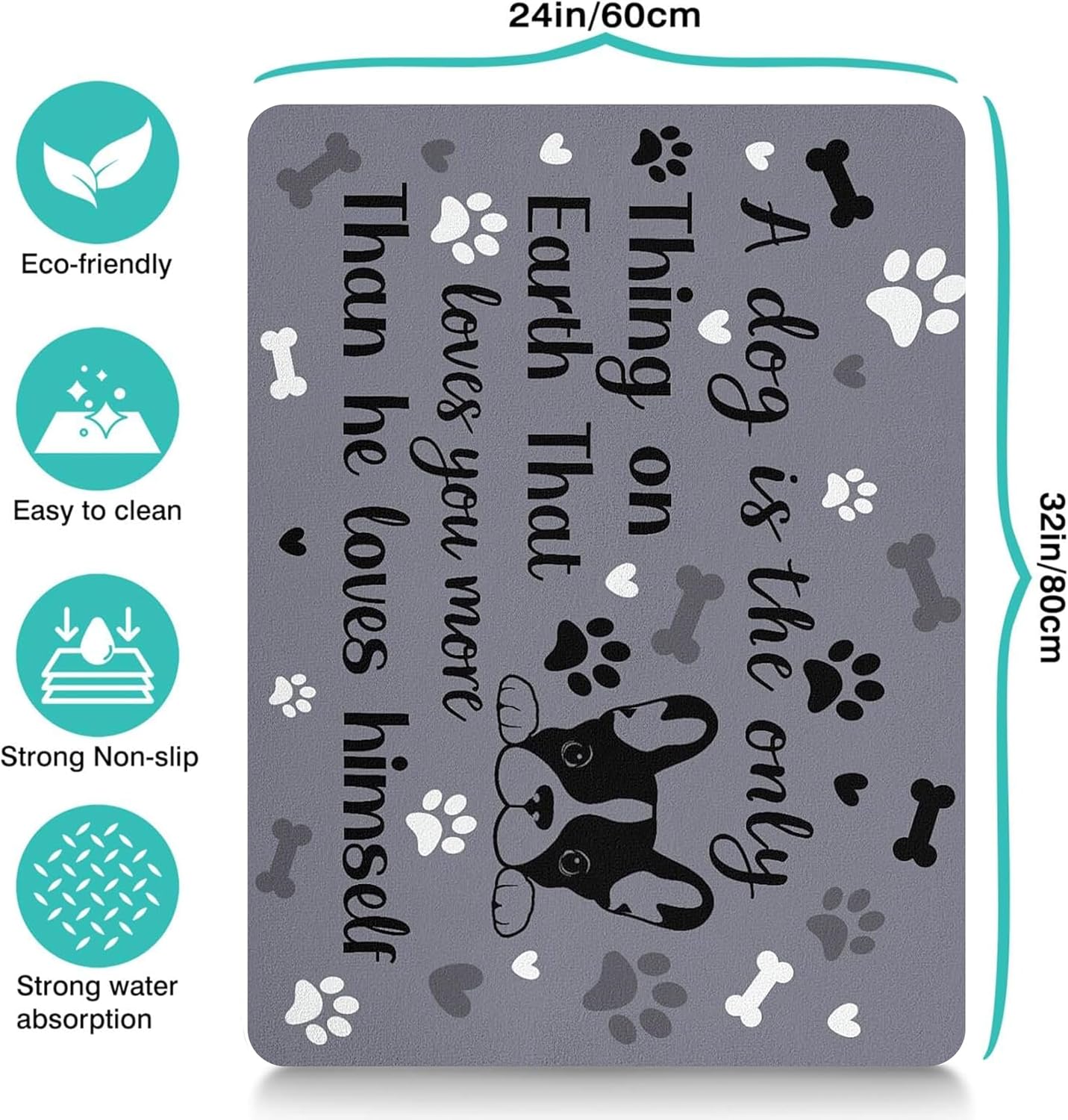 Pet Feeding Mat for Floors Waterproof Dog Mat for Food and Water Absorbent Quick Dry Non Slip mat for Cat Bowls