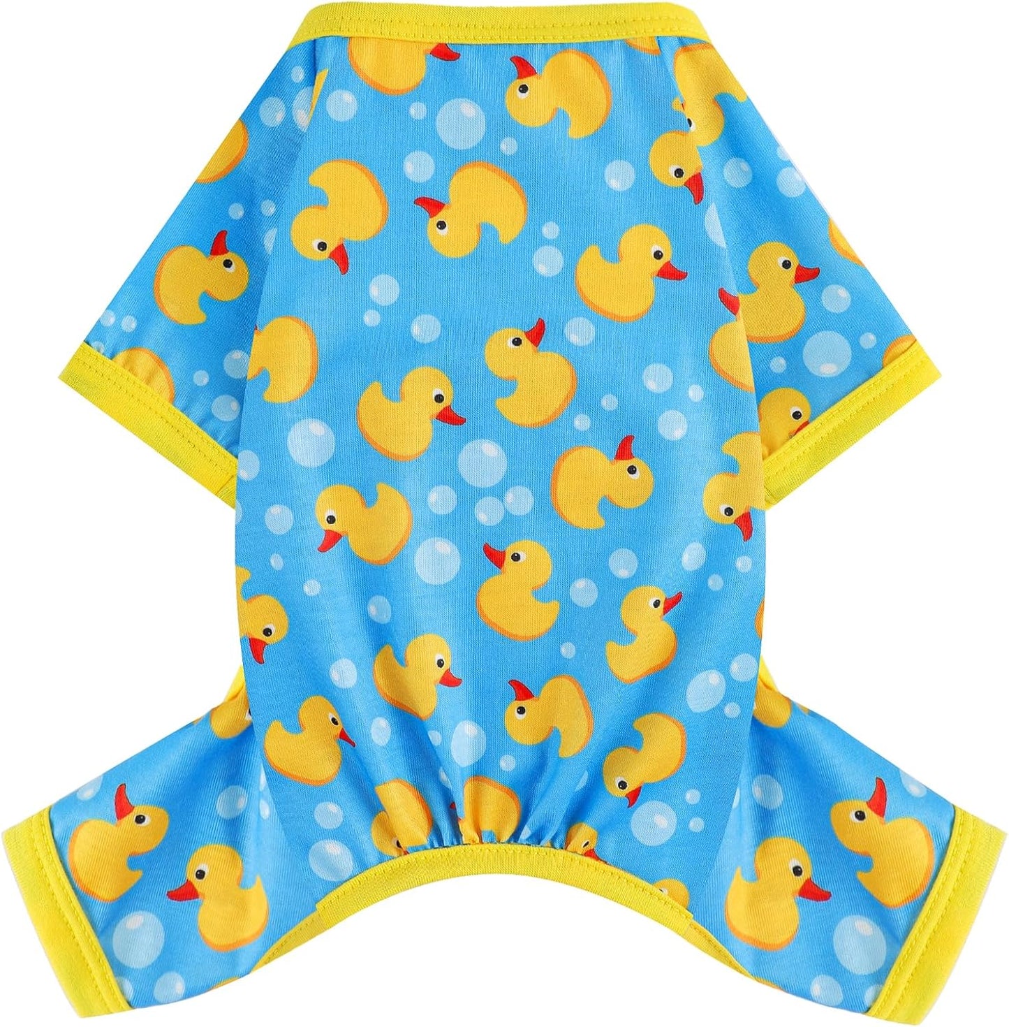 Dog Pajamas Small Sized Dogs Stretchable Summer Dog Clothes Pjs 4 Legs Girl Boy Cute Soft Puppy Outfits Doggie Cat Jammies Jumpsuit Sleeper for Pet, Blue Duck, M