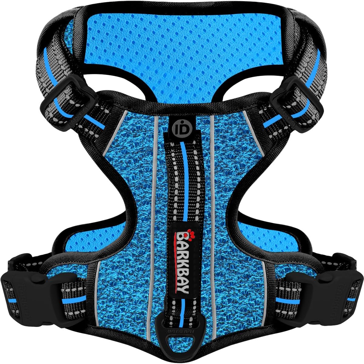 BARKBAY Dog Harness No Pull with ID Tag Pocket - Heavy Duty, Reflective, Easy Control for Large Dogs(Blue/Black,S)