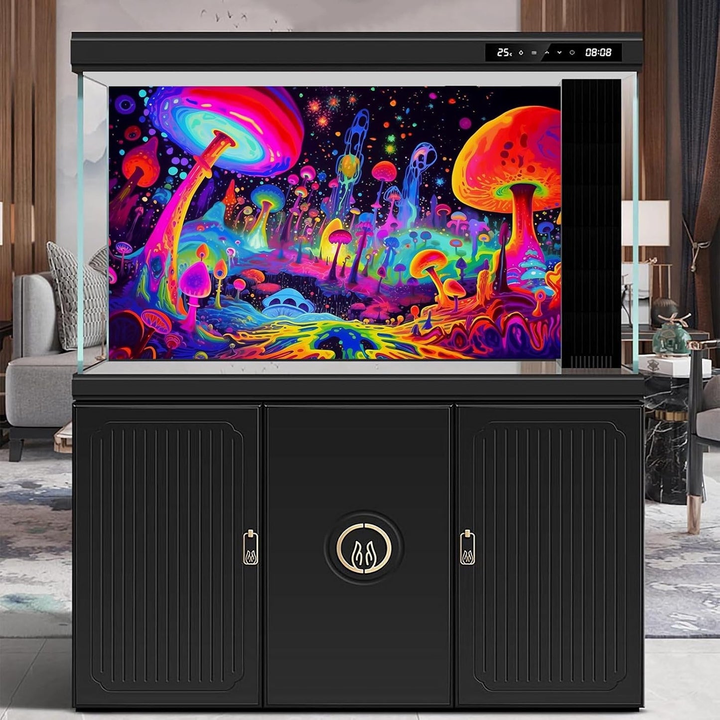 Fantasy Mushrooms Aquarium Background Abstract Mysterious Mushroom Landscape Terrarium Background Amazing Rainbow Mushrooms Theme Fish Tank Backdrop Poster Wallpaper Decorations Vinyl 48x18in