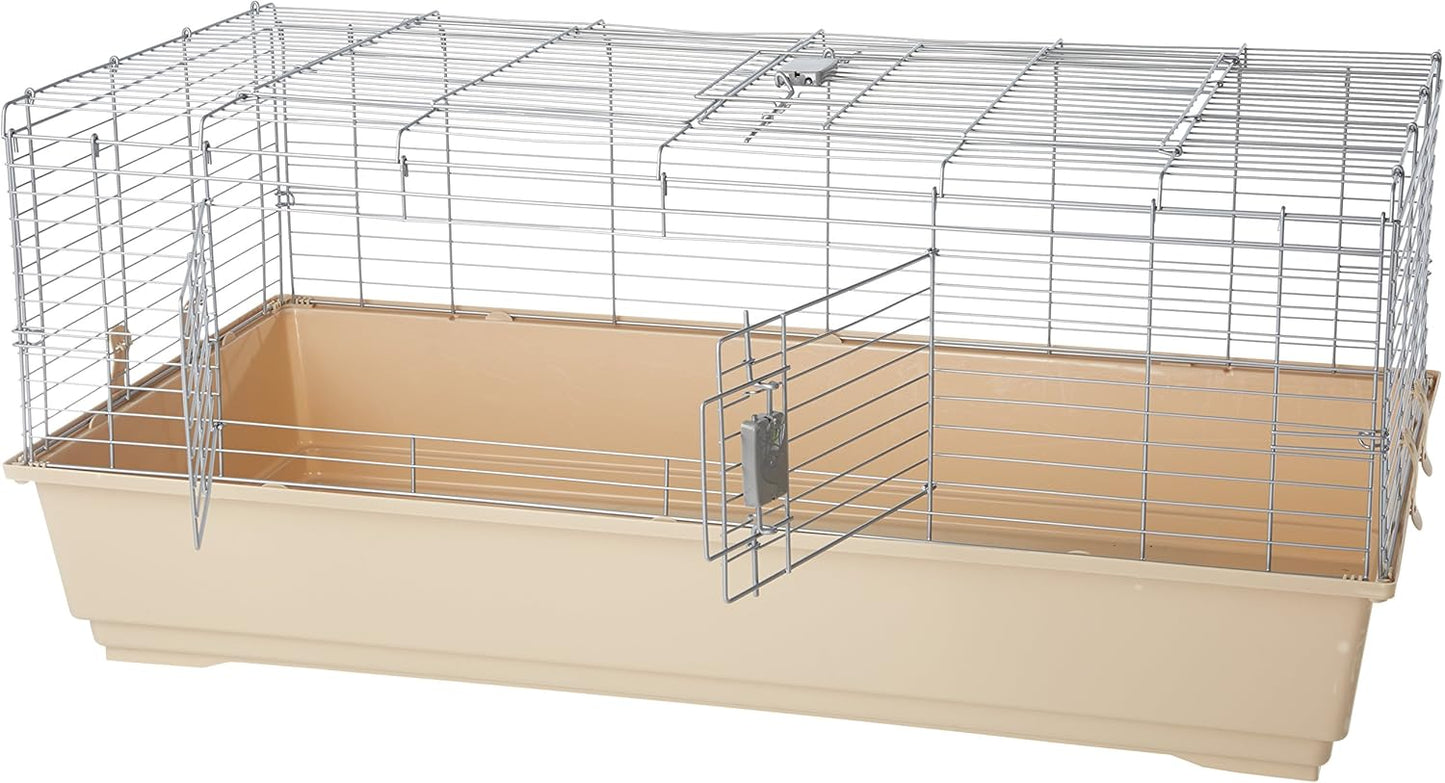 Amazon Basics Top Access Small Animal, Rabbit & Guinea Pig Cage, Ferret Cage Habitat With Accessories, Jumbo, Multicolor, 48.6"L x 26.6"W x 20.6"H