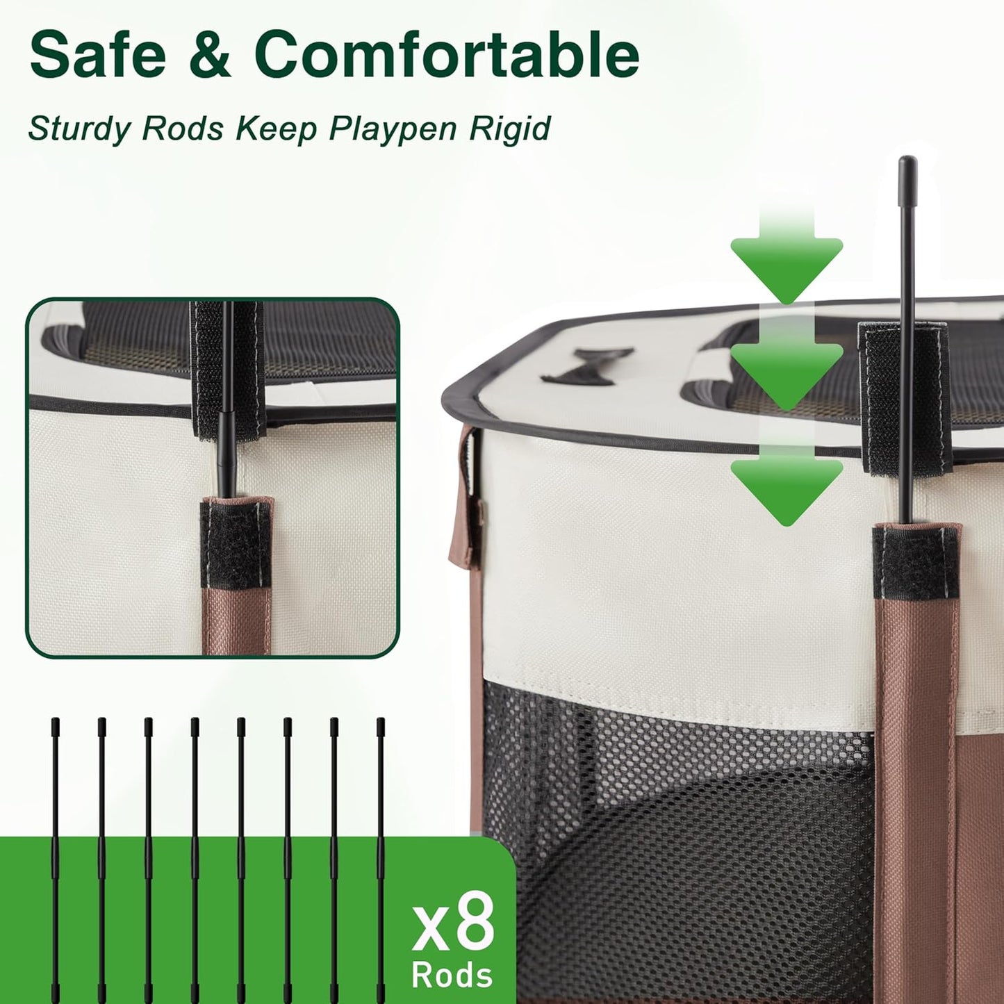 Love's cabin Pet Puppy Dog Playpen, Small Dog Tent Crates Cage Indoor/Outdoor, Portable Exercise Playpen for Cat, Foldable Pop Up Dog Kennel Playpen with Carring Case (S, Brown)