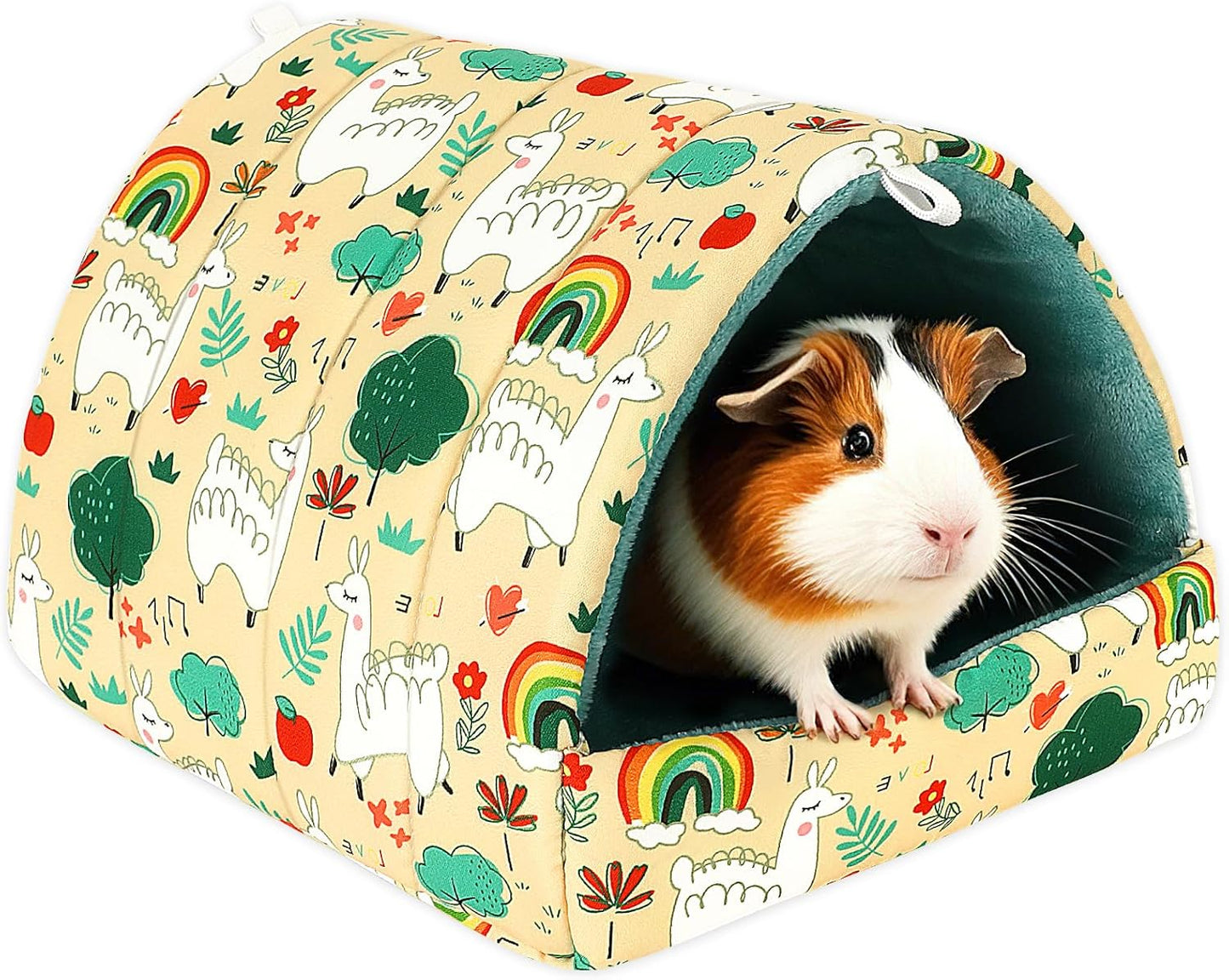 UPINS Guinea Pig Bed, Guinea Pig Hideout Washable Small Animal House Cage Accessories for Dwarf Rabbits Chinchillas Hamsters Hedgehogs Ferrets Bearded Dragons and Rats