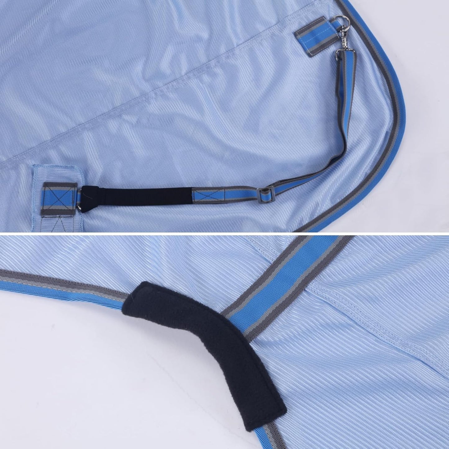 Horse Fly Sheet, Standard Neck Comfy Mesh Fly Sheet for Horses, Equine Summer Sheets UV-Protective Lightblue 78