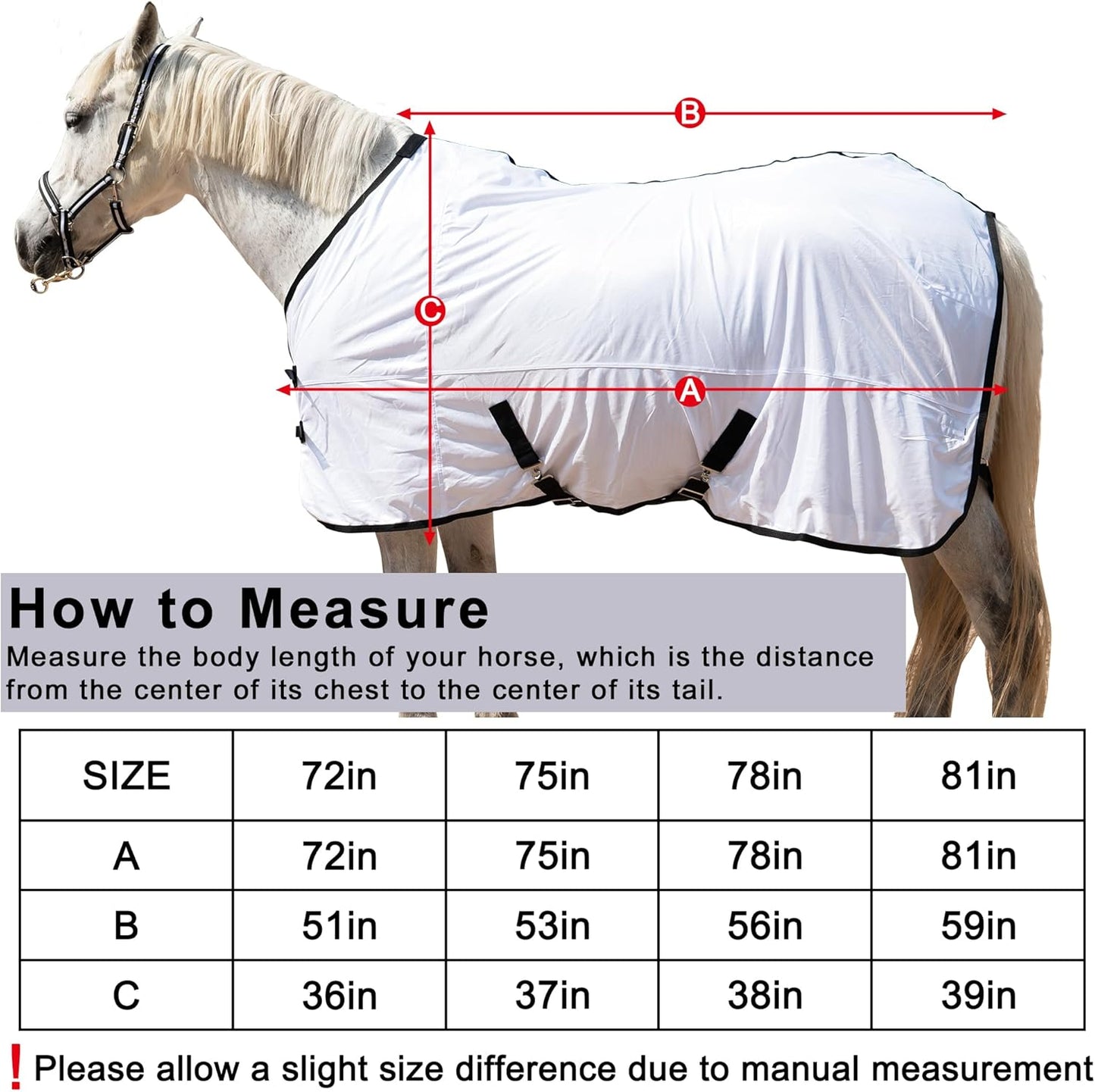 Horse Fly Sheet Equine Summer Sheets, Comfy Mesh Bug and Mosquito Protection Standard Neck - White 72"