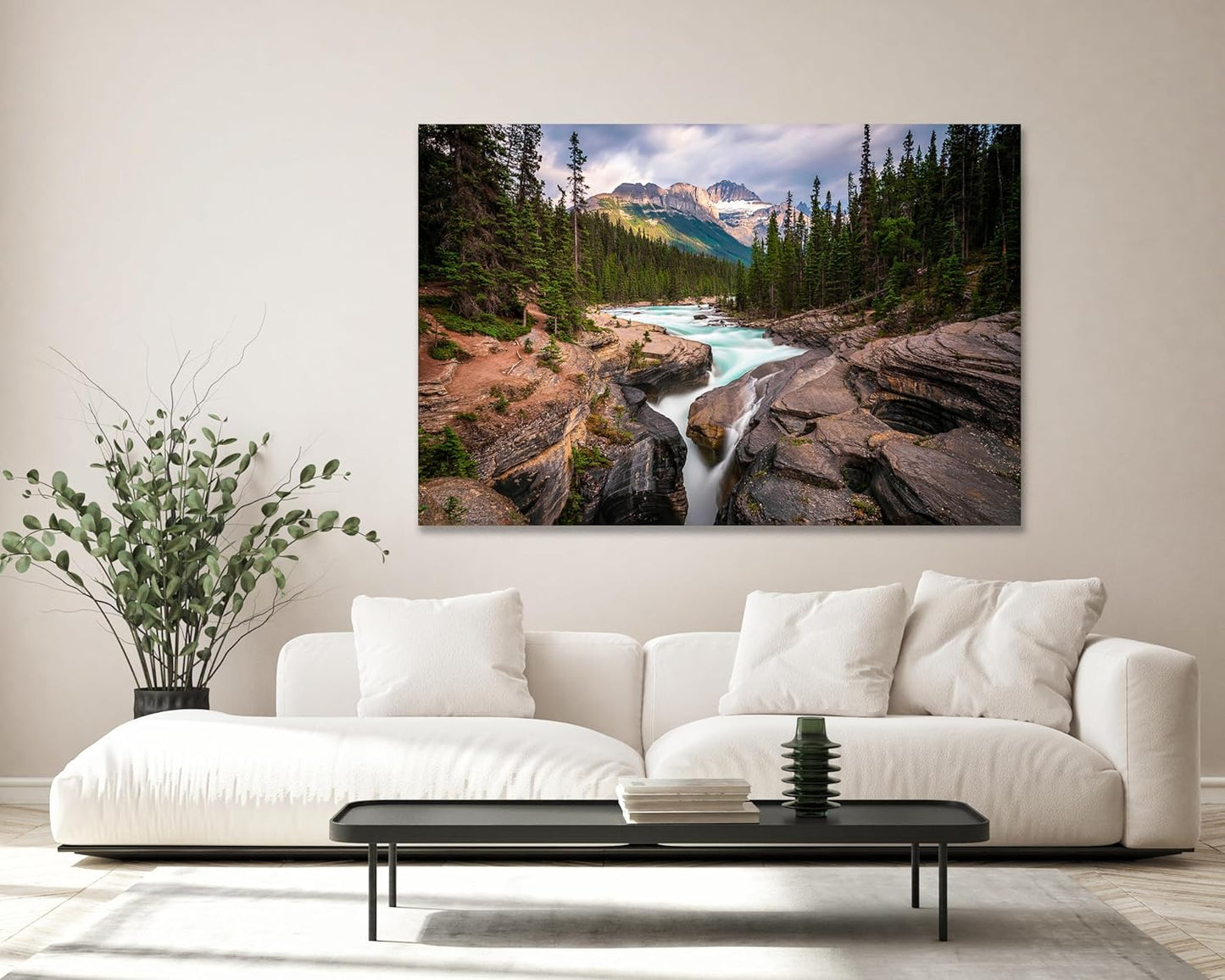 Nature Wall Art Prints - Ocean Forest Mountain Lake Canvas Landscapes - Small to Extra Large Living Room Bedroom Kitchen Bathroom Décor (Mountain River Waterfall, 16L" x 24W")