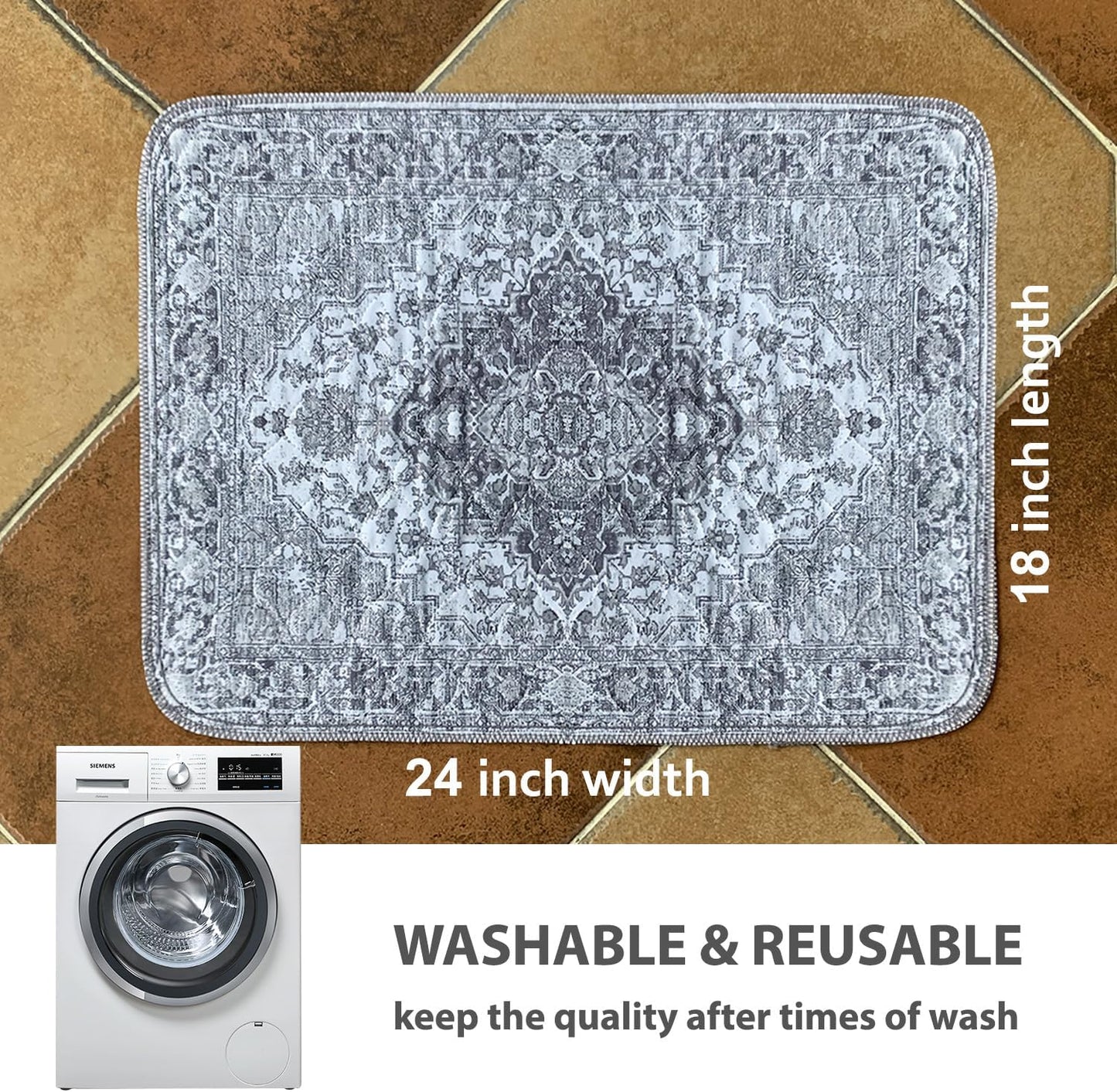 nunubaby Washable Pee Pads for Dogs, Stylish, Non-Slip and Leak-Proof Pee Pads. Reusable Potty Pads for Dogs for Crates and Floors.(Gray/Geo, 18" x24")