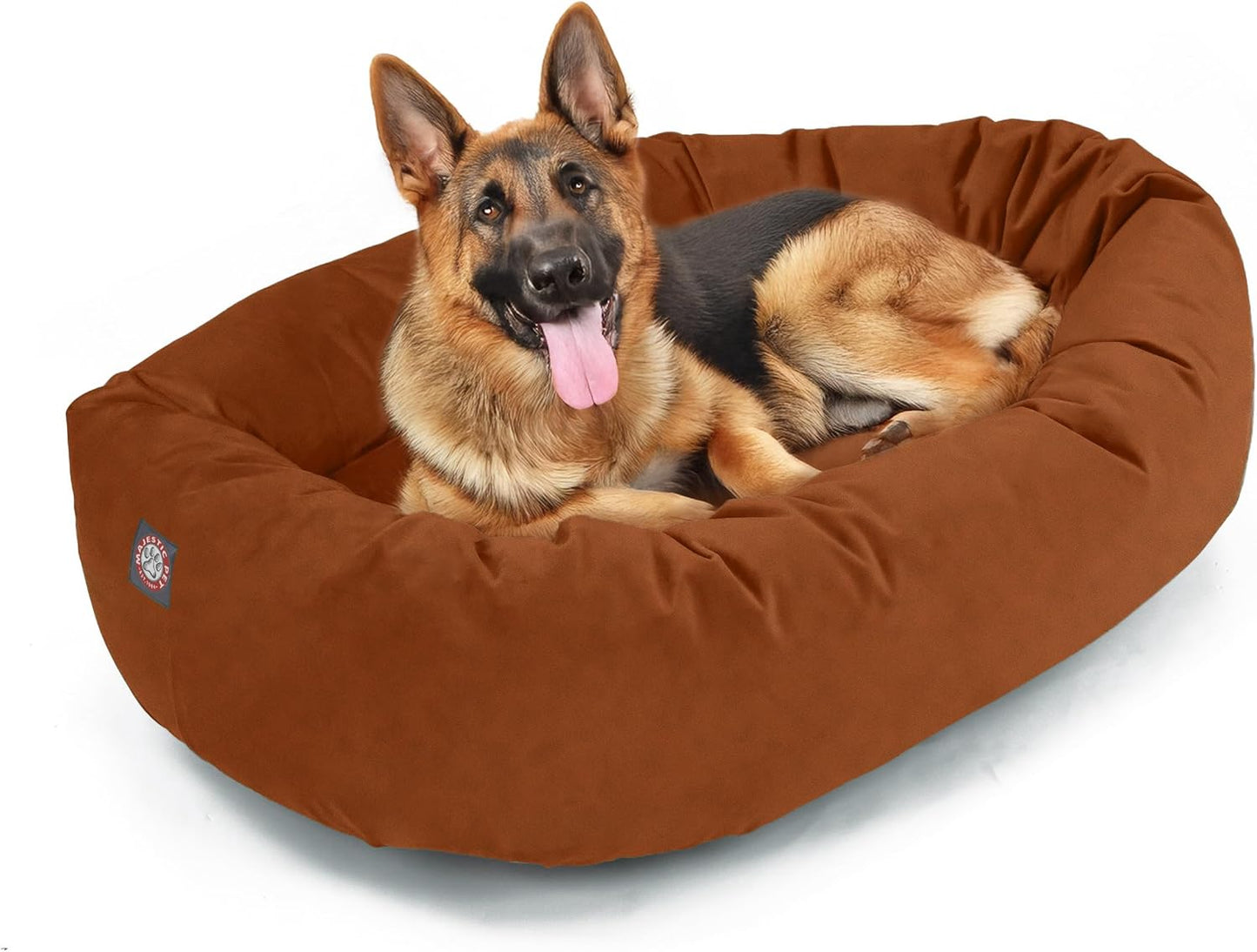 Majestic Pet 52 Inch Suede Calming Dog Bed Washable 52x35x11 (Inch) – Cozy Soft Round Donut Dog Bed with Spine Support for Dogs to Rest Their Head - Pet Bed X- Large – Rust (2025)