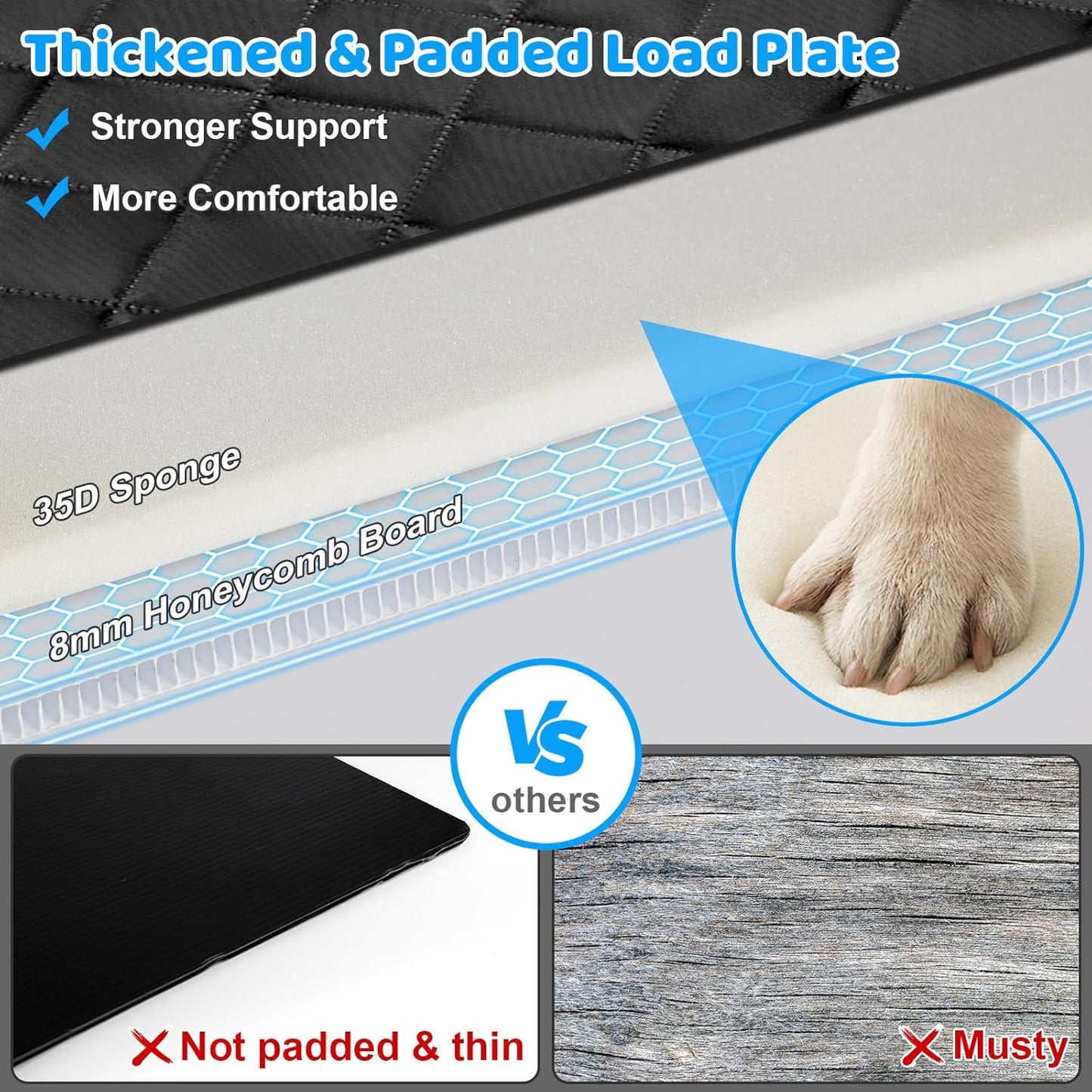 URPOWER Back Seat Extender for Dogs - Hard Bottom Dog Car Seat Cover Holds 400 lbs, Waterproof Dog Hammock Dogs Bed for Cars, SUVs & Small Trucks, Pet Backseat Protector with Mesh Window & Large Space