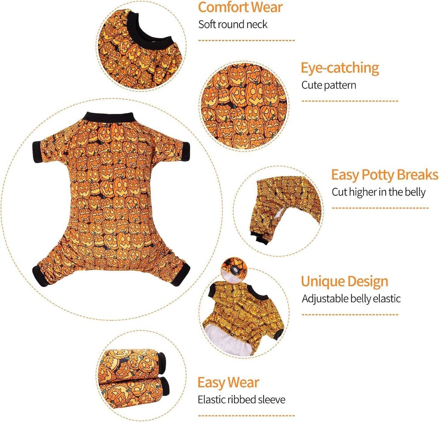 CuteBone Dog Halloween Pajamas Puppy Onesies Small Dogs Soft Pjs Coat Cat Apparel Comfy Pet Christmas Clothes Outfit Doggie Bodysuit P301L