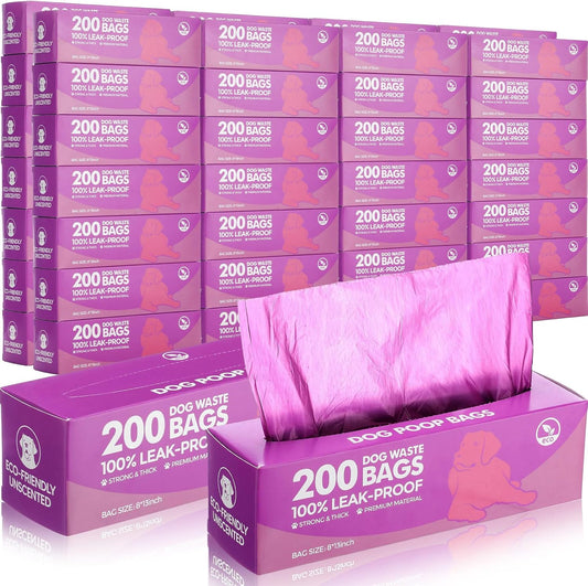 Sherr 20 Boxed Rolls 4000 Counts Dog Poop Bags Bulk Leak Proof Dog Waste Bags Universal Pet Doggy Waste Poop Box for Puppy Pets Outdoor Walking and Travel, 20 Rolls of 200 (Purple)