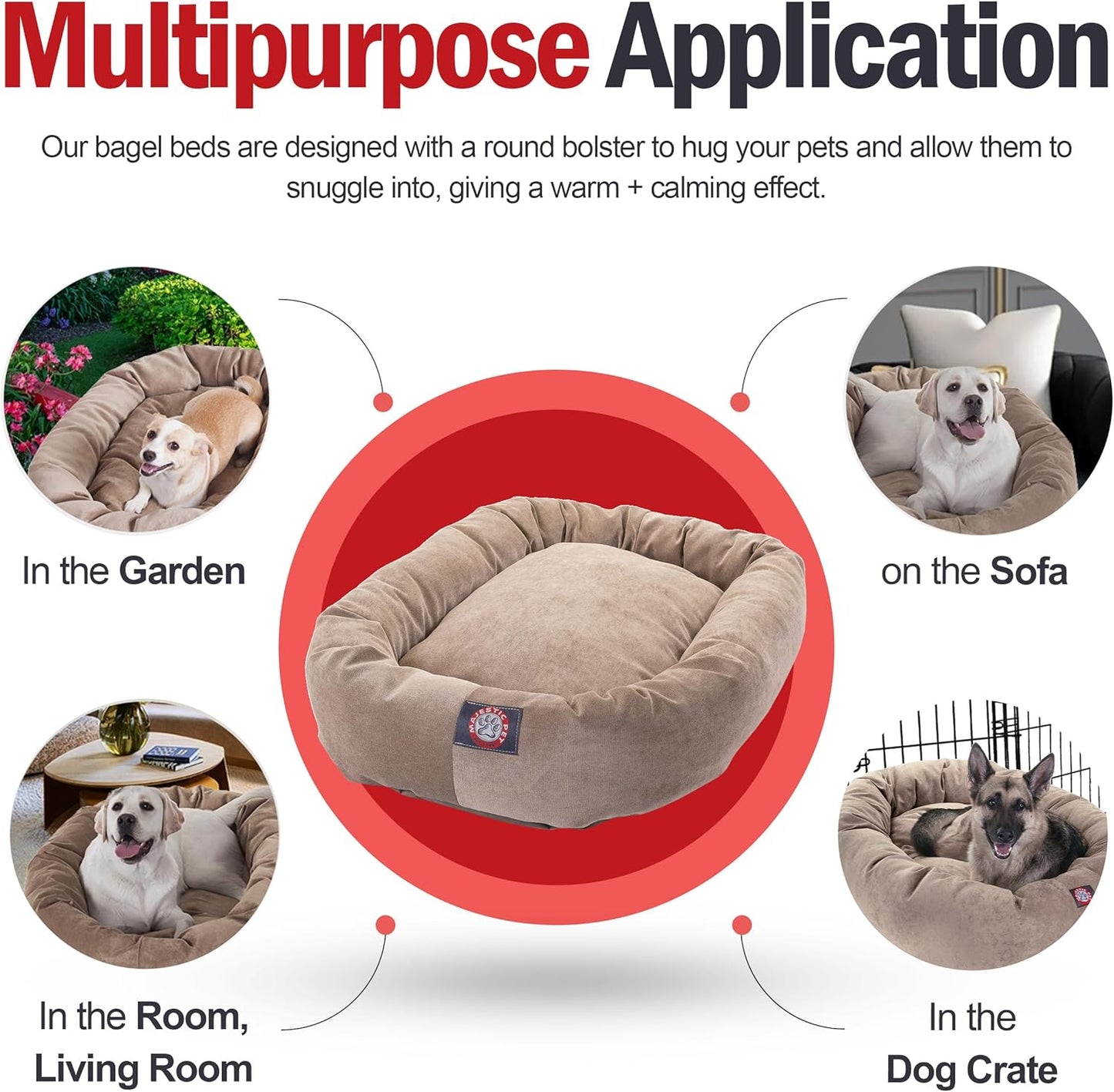 Majestic Pet Villa 24 Inch Shredded Memory Foam Dog Bed for Small Sized Dogs 24x19x7 Inch–Orthopedic Dog Bed - Durable Pet Bed - Washable Small Pet Bed with Head Support-Pearl