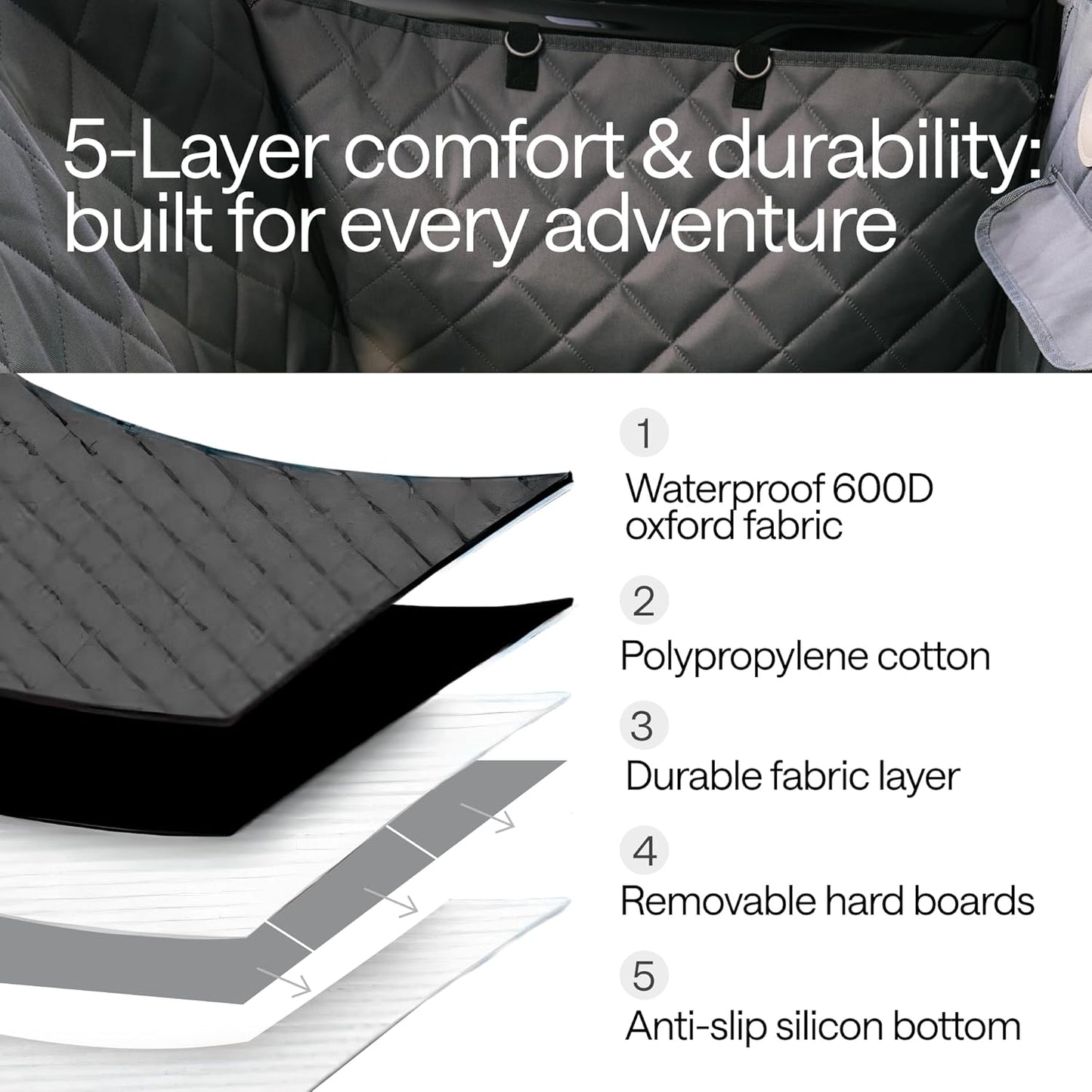 Truck Dog Seat Cover for Back Seat – Hard Bottom Hammock Holds 400lbs – Waterproof Pet Seat Protector for Large Dogs – Back Seat Extender Platform with Storage – Dog Car Seat Cover for Trucks SUV