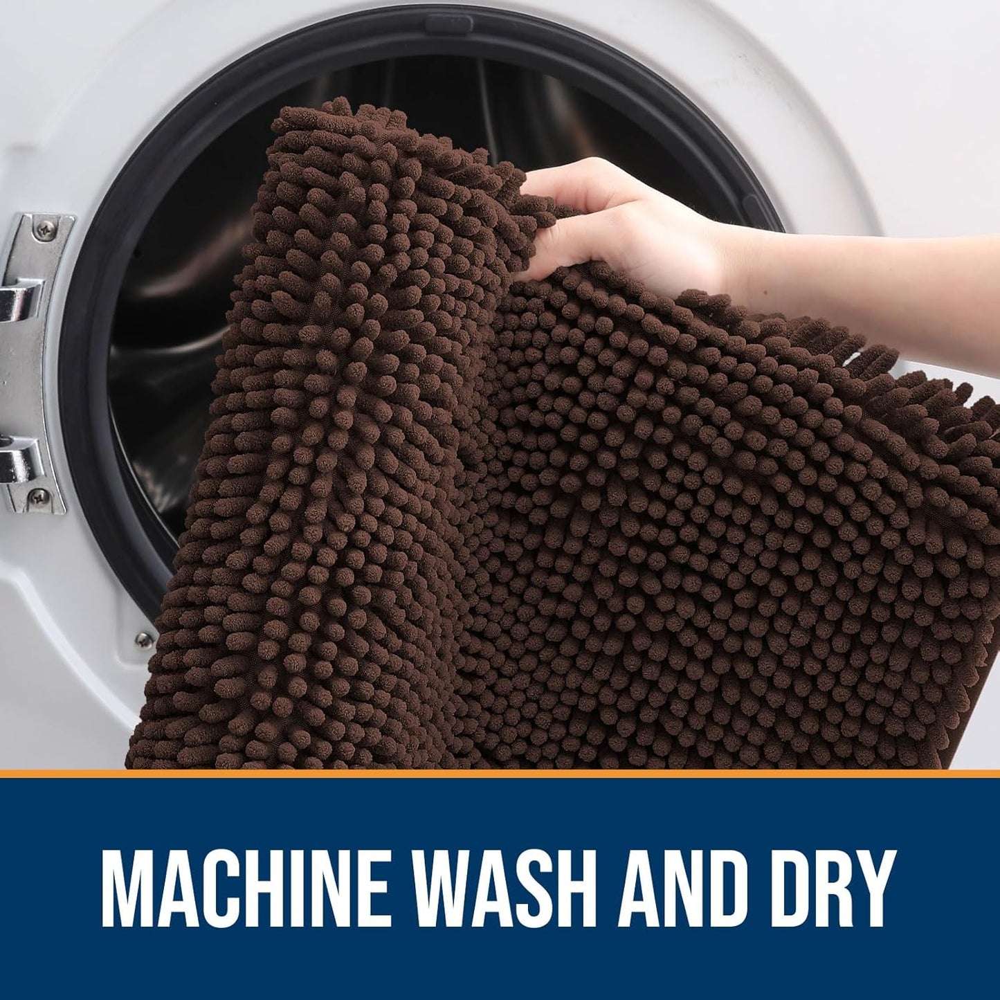 OLANLY Dog Door Mat for Muddy Paws 59x32, Absorbs Moisture and Dirt, Absorbent Non-Slip Washable Doormat, Quick Dry Chenille Mud Mat for Dogs, Entry Indoor Entryway Carpet for Inside Floor, Brown