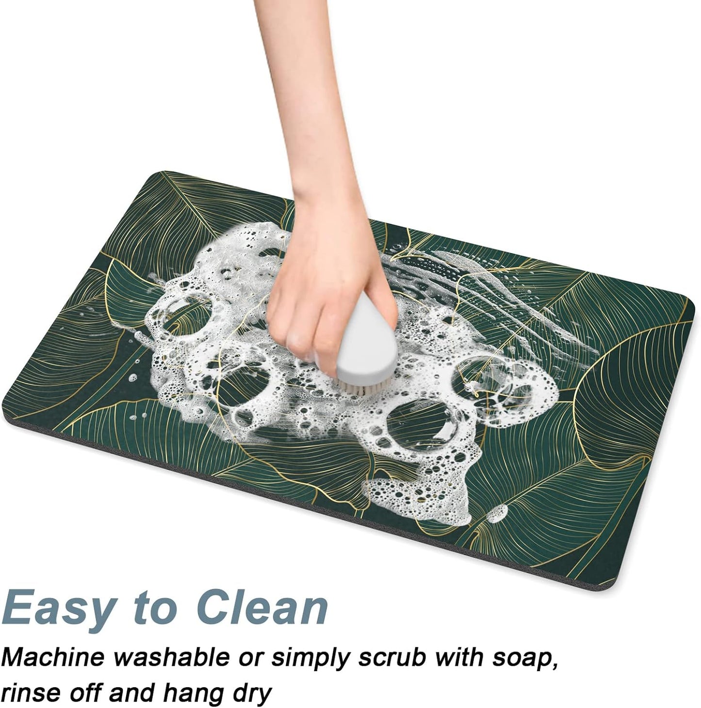 Rnivvi Dog Food Mat, 12" x 19" Flower Absorbent Dog Cat Bowl Mat for Food and Water, 3MM Anti-Slip Rubber Pet Feeding Rug Protect Floors, Puppy Placemat for Feeding & Watering Supplies, Tropical