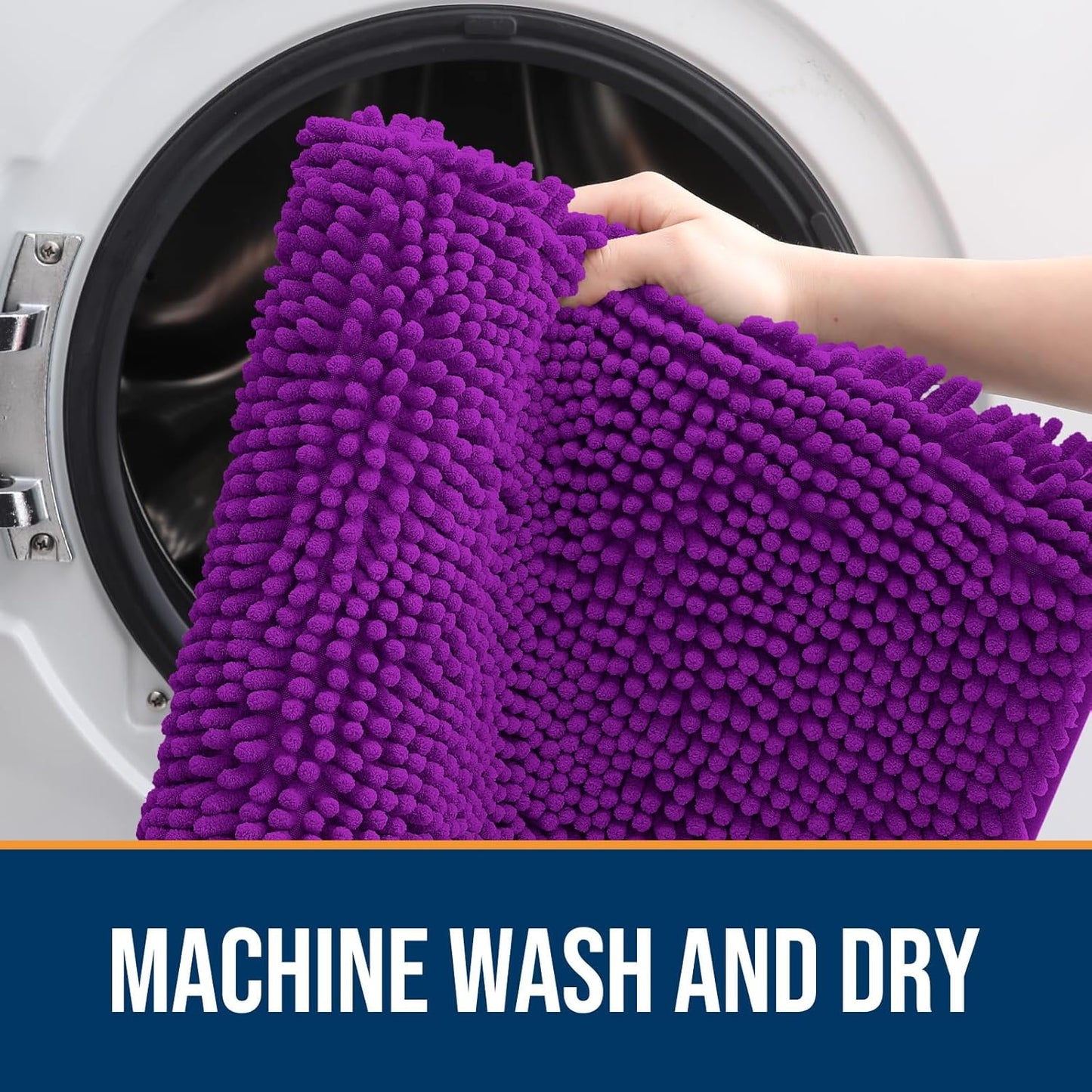 OLANLY Dog Door Mat for Muddy Paws 30x20, Absorbs Moisture and Dirt, Absorbent Non-Slip Washable Doormat, Quick Dry Chenille Mud Mat for Dogs, Entry Indoor Entryway Carpet for Inside Floor, Purple