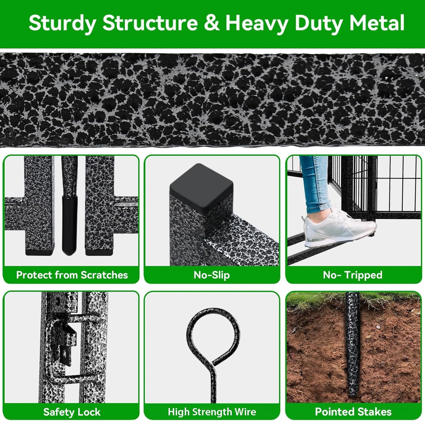 Dog Playpen Outdoor Extra Wide 24 Panels Heavy Duty Dog Fence 47" Height Anti-Rust with Doors Portable for RV Camping Yard, Total 63FT, 316 Sq.ft, Snowy Black