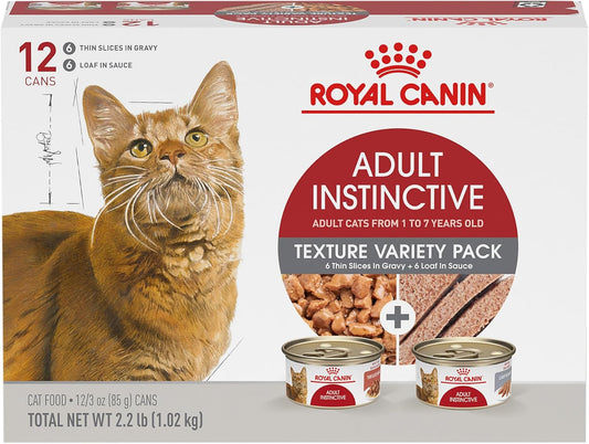 Royal Canin Feline Health Nutrition Adult Instinctive Wet Cat Food Variety Pack, 12 Pack, 2 Varieties, 3 oz Cans