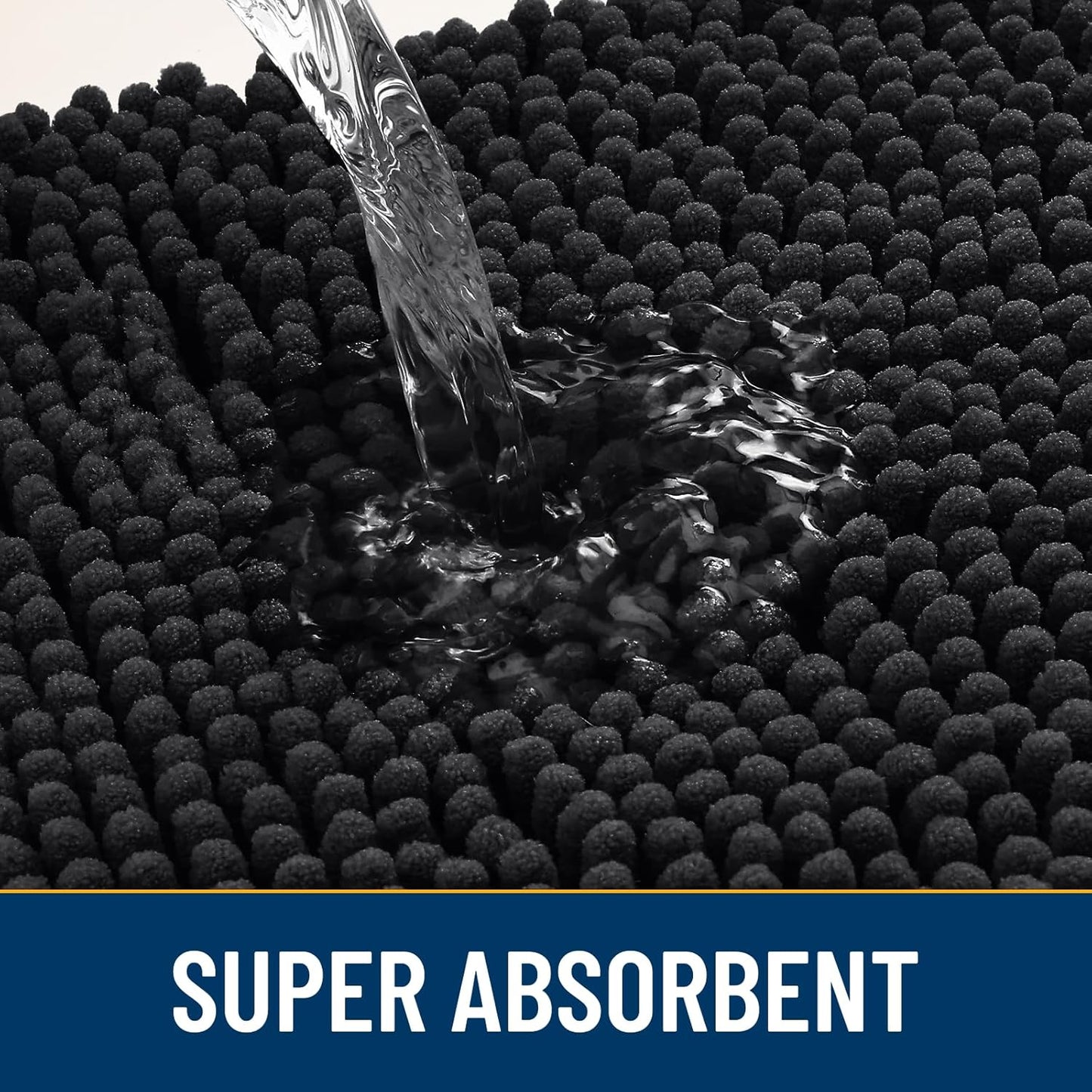 Smiry Dog Door Mat for Muddy Paws 59x24, Absorbs Moisture and Dirt Doormat, Non-Slip Washable Quick Dry Chenille Front Door Mat Indoor Entrance, Entryway Carpet for Inside Floor, Black